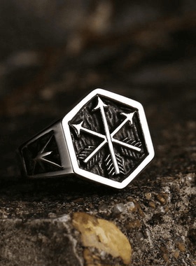 Rock Punk 朋克风潮牌复古个性箭头戒指欧美男士简约小众百搭霸气