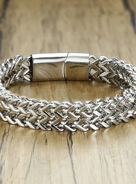 ROCK PUNK简约时尚个性嘻哈磁扣潮男手链潮人日韩饰品高级感首饰