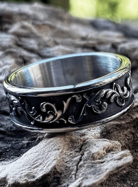 ROCK PUNK时尚花藤复古风钛钢戒指男女通用不掉色个性潮人潮指环