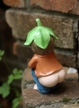 创意趣味可爱绿叶仙子小公仔花盆边饰花园装饰书桌橱窗有趣小摆件