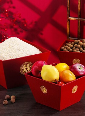 红色中式米斗结婚专用婚房布置卧室客厅创意摆件乔迁之喜装饰升斗