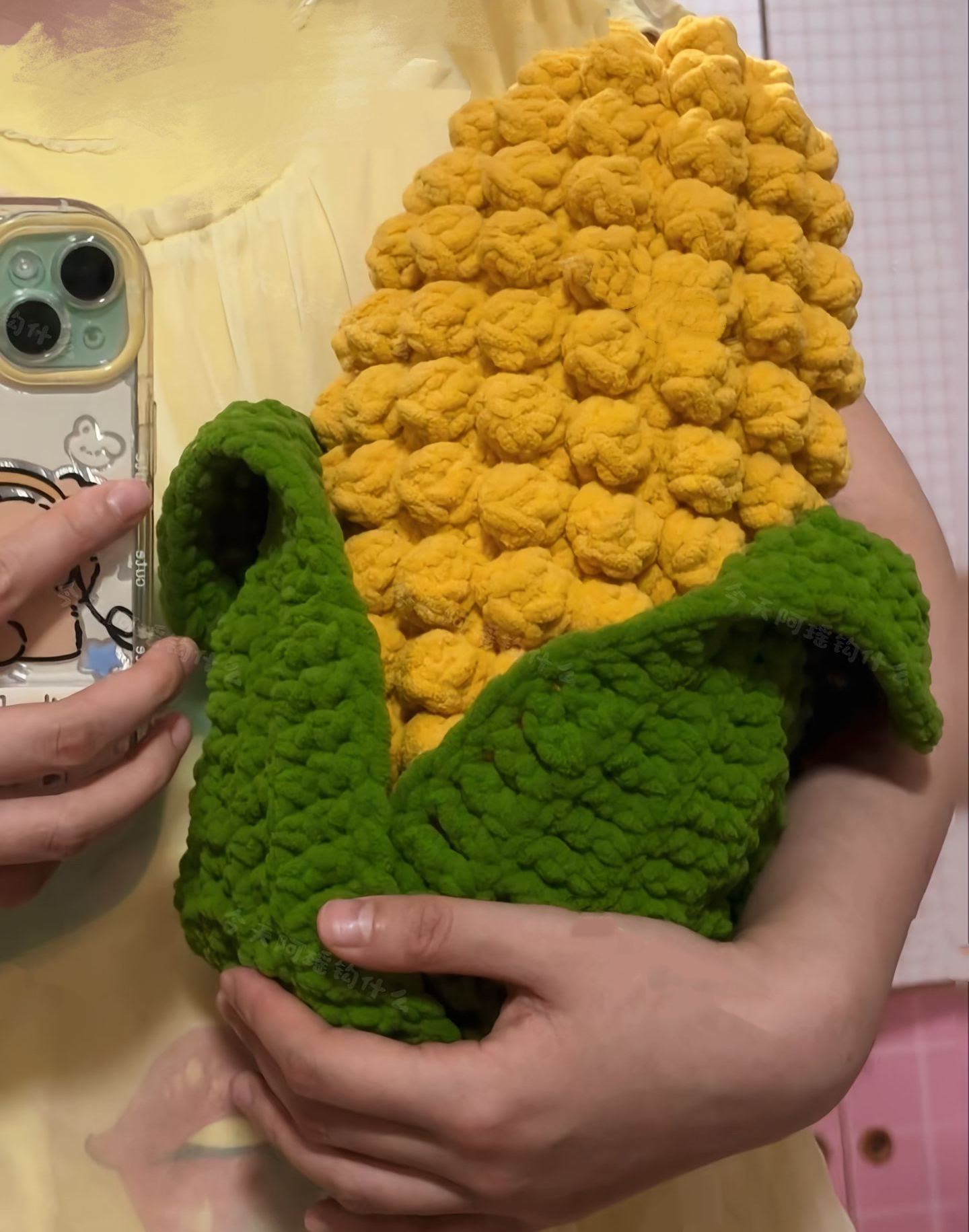 玉米抱枕手工礼物可爱仿真材料包手工编织diy摆件送闺蜜礼物 - 图0