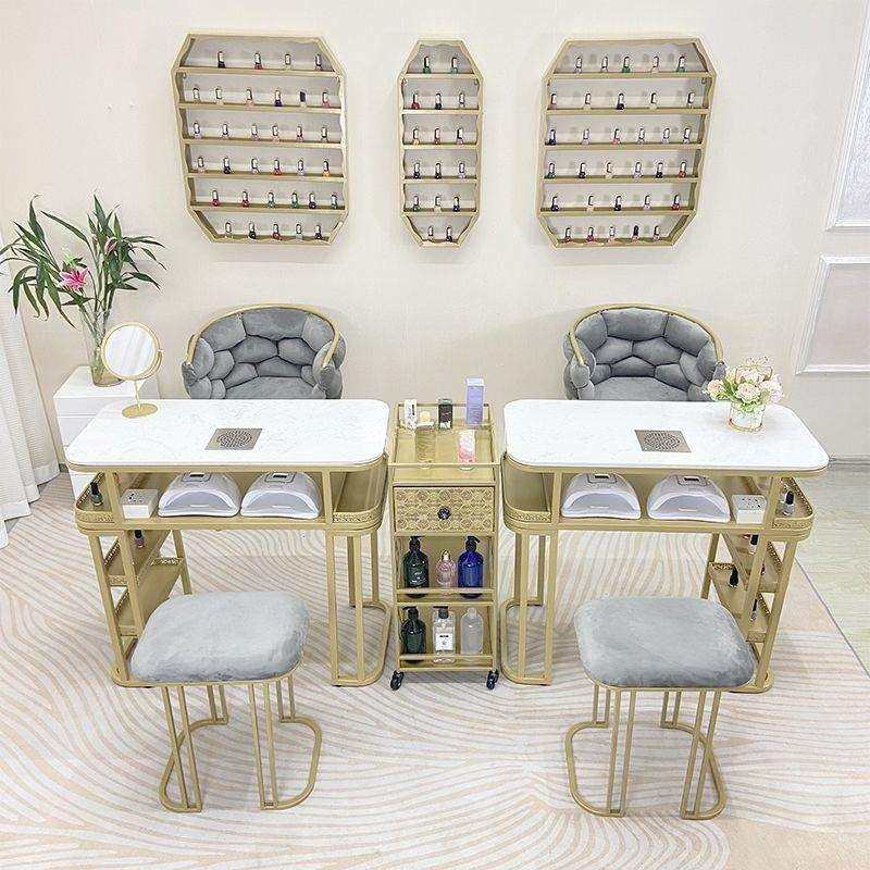 轻奢豪华85单双人大理石美甲桌椅套装吸尘器美甲台面网红椅美甲店,淘宝优惠券,粉丝福利购,淘宝优惠卷