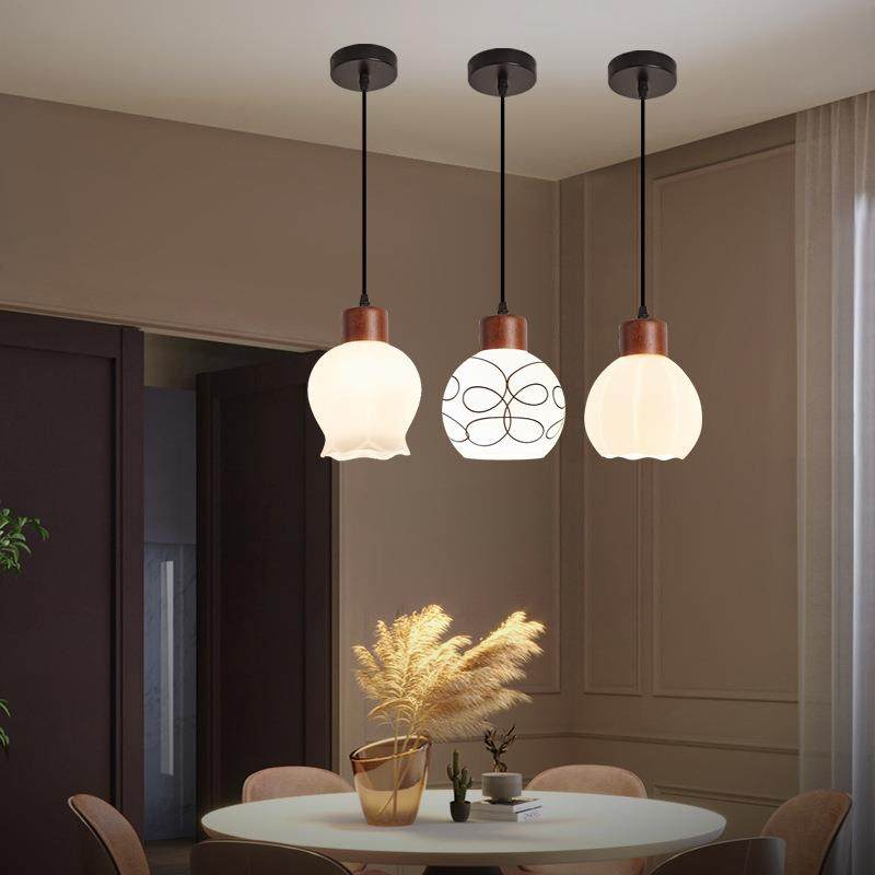 原木中古餐厅吊灯北欧简约胡桃木餐桌吧台灯日式奶油风小吊灯,淘宝优惠券,粉丝福利购,淘宝优惠卷