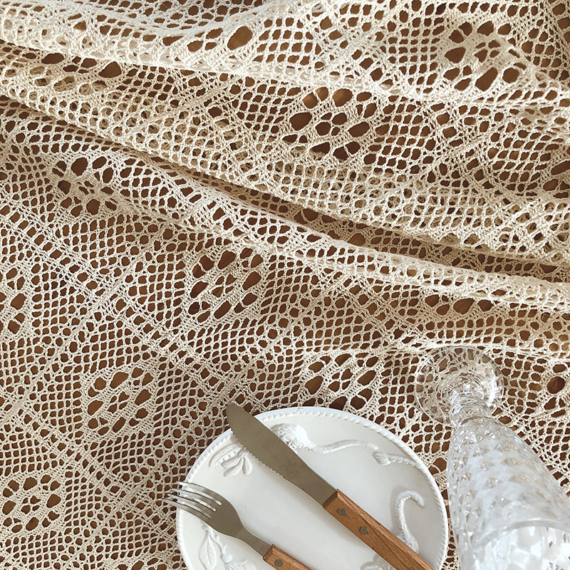 复古田园钩花编织蕾丝长方形餐桌布茶几布床头柜盖巾防尘盖布拍照,淘宝优惠券,粉丝福利购,淘宝优惠卷