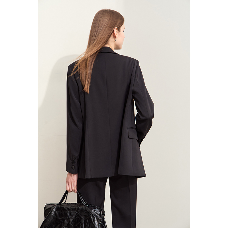 Amii春季新款高级通勤风垫肩西装休闲九分裤套装女西服两件套 - 图3