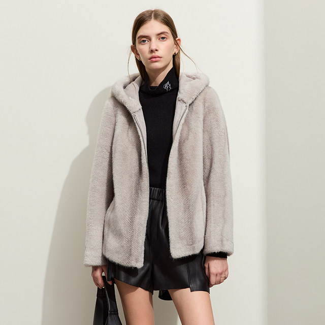 Light luxury warm hooded faux mink eco-friendly fur