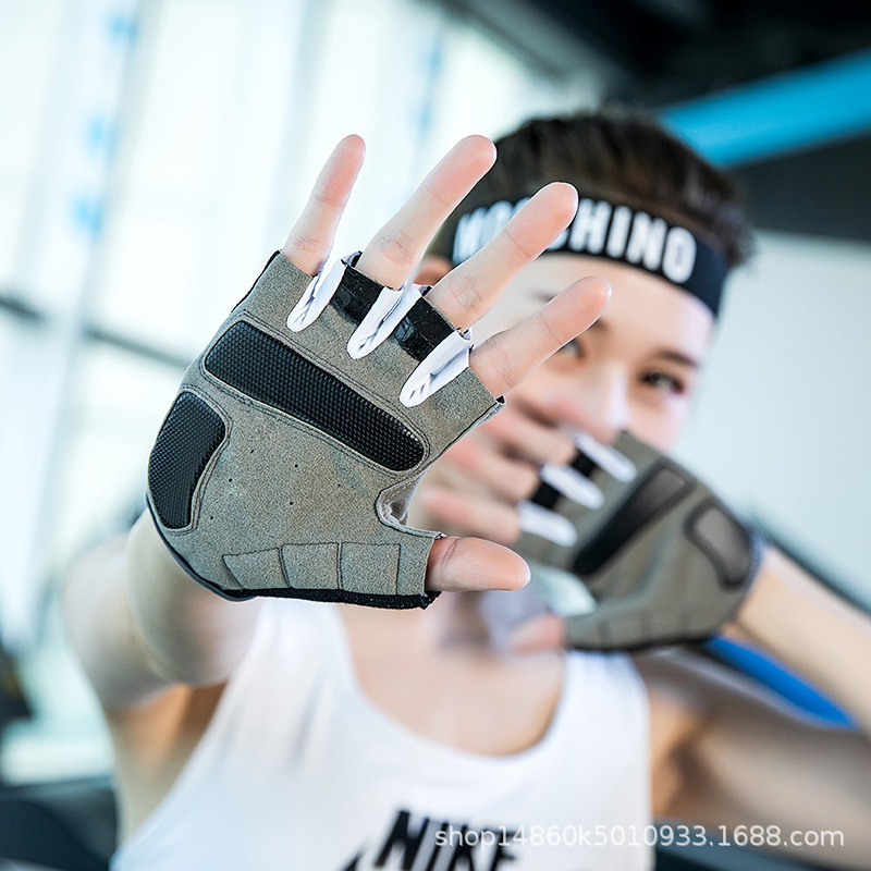半指手套男女夏健身器械训练单双杠哑铃防滑手套钓鱼登山户外骑行 - 图0