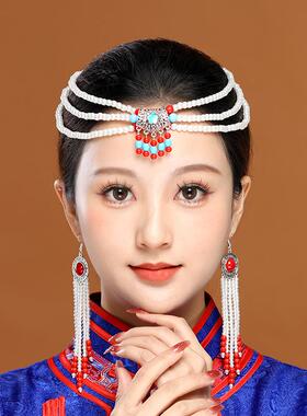 蒙古族串珠女头饰耳环少