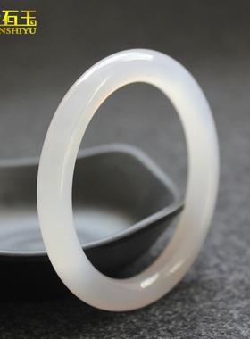 极速手镯条天然白玉圆镯子玛瑙女玉镯款玉冰种少S女羊脂细荔枝冻