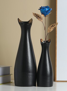 极速北沃猫耳花瓶陶瓷创意水培摆件B客厅插花ins风2021新款轻奢插