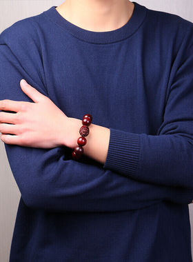 极速月印百川g高密小叶紫檀貔貅手串男女款木饰佛珠手錬约18mm