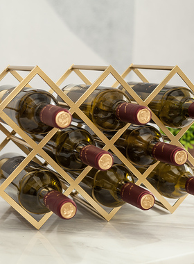 极速简约百搭金属葡萄红酒架摆件C北欧创意蜂巢六边三角菱形铁艺