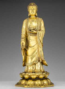 极速新纯铜西方三圣佛像阿弥陀佛大势至菩萨观Q音佛像家用佛堂供