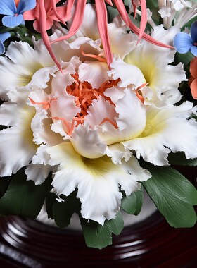 极速中式花篮送礼高端陶瓷德化工艺品H摆件办公室大厅店铺乔迁开