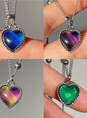 极速感温变色手链温感闺q蜜爱心女学生ins风小众设计磁吸情侣三人