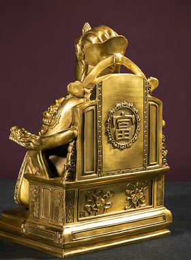 极速福纯铜财神 富贵财神 聚宝C盆财神坐财神家用办公室桌面摆件