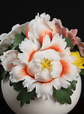 极速高端送礼f礼品中式手工陶瓷花摆件家居客厅电视柜装饰乔迁升