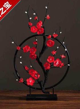 极速玄关c装饰j摆件铁艺花装饰房间样板房新中式中国风金属室内花