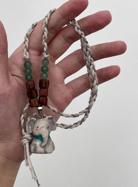 咖啡渣小象项链小众设计
