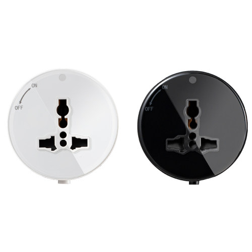 单买 圆形适配器 黑色白色带锁 轨道移动排插插座家用接线板滑轨 - 图1