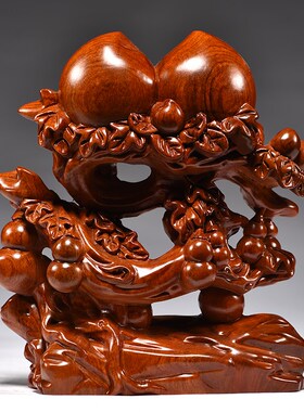 花梨木雕刻寿桃摆件送长辈祝寿贺寿多福添寿老人过大寿生日礼物