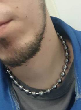 粗链条嘻哈圆珠项链女小众设计感情侣男潮链钛钢锁骨链配饰