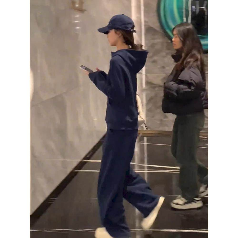 韩版时尚运动风套装春秋季新款连帽开衫休闲长袖卫衣长裤两件套女,淘宝优惠券,粉丝福利购,淘宝优惠卷