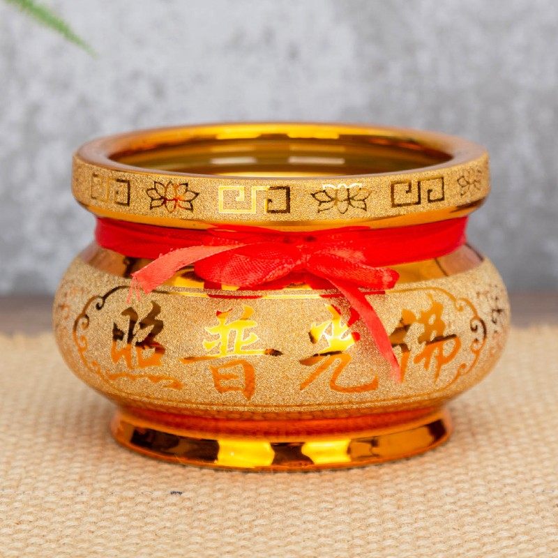 香炉沙金供佛小香炉碗佛具家用室内陶瓷烧香炉香薰插香大香炉上供,淘宝优惠券,粉丝福利购,淘宝优惠卷