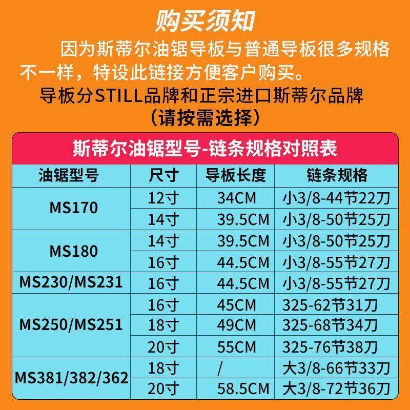 进口油锯381/250/251/180油锯导板 18寸/20寸汽油伐木锯导链板,淘宝优惠券,粉丝福利购,淘宝优惠卷