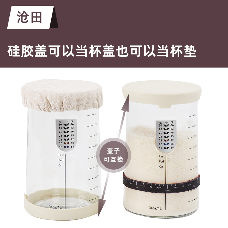 大口径天然酵种发酵罐鲁邦种波兰种培养皿家用烘焙面团酸种发酵杯
