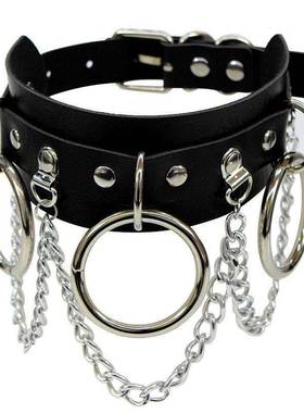 亚比风文化摇滚朋克项链铆钉PU项圈choker颈链y2k锁骨链哥特饰品