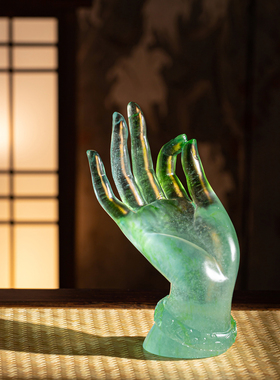 青灵佛手古法琉璃线香香插禅意中式香托摆件高级感手工工艺装饰品