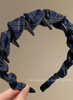 复古布艺缠绕带齿防滑发箍女2026新款高颅顶压发头箍显脸小发饰