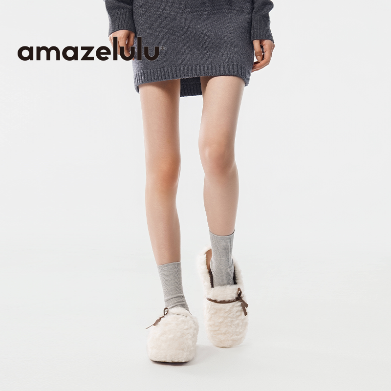 amazelulu毛毛拖鞋女包跟外穿2025新款厚底防滑时尚可爱毛绒保暖,淘宝优惠券,粉丝福利购,淘宝优惠卷