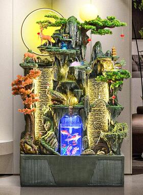 大型假山流水摆件循环水幕墙客厅茶室内鱼缸风车高山喷泉落地景观