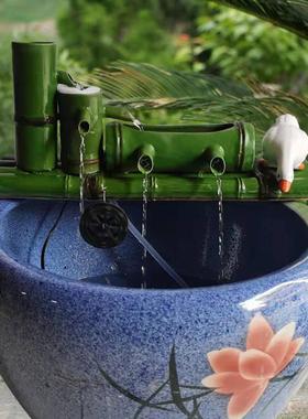 陶瓷鱼缸流水摆件造景循环流水器鱼系统水池仿竹子竹筏过滤器装饰