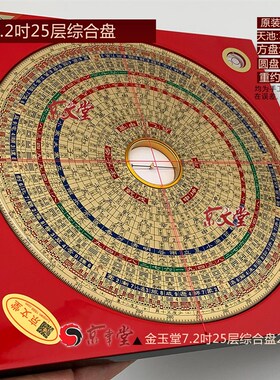 京聿 金玉堂罗盘4-8寸三元三合综合盘 官帽天池波丽面 销台湾香港