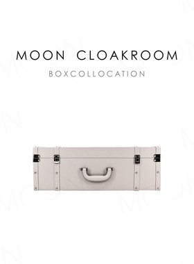 MOON慕空间收纳箱灰色皮五金手提旅行箱行李箱样板房衣帽间柜摆件