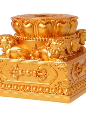 手摇转动轮底座莲花款狮子底托西藏家居桌面摆件转筒转轮插座