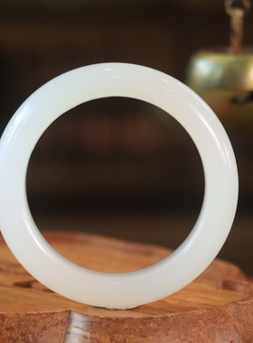 和田玉老坑山料平安镯羊脂白玉镯