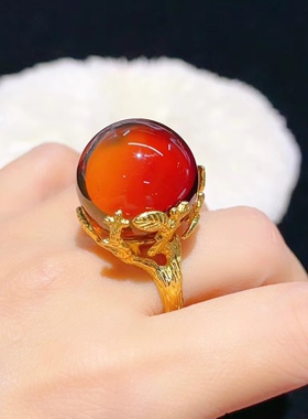 假一罚十意大利工艺红蓝珀戒指