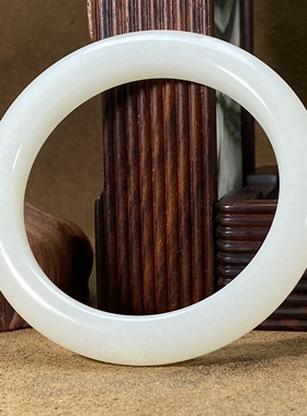 和田羊脂白玉正圈平安镯56圈口