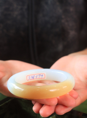 新疆和田玉糖白玉手镯籽料平安镯