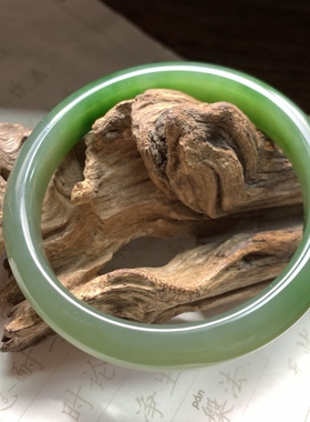 和田玉碧玉正圈平安镯手镯女款