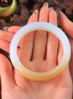 新疆和田玉糖白手镯籽料平安镯