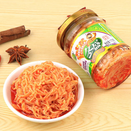 冬盛金针菇香辣175g下饭小餐即食瓶装金针菇拌饭拌面休闲辣味零食 - 图2