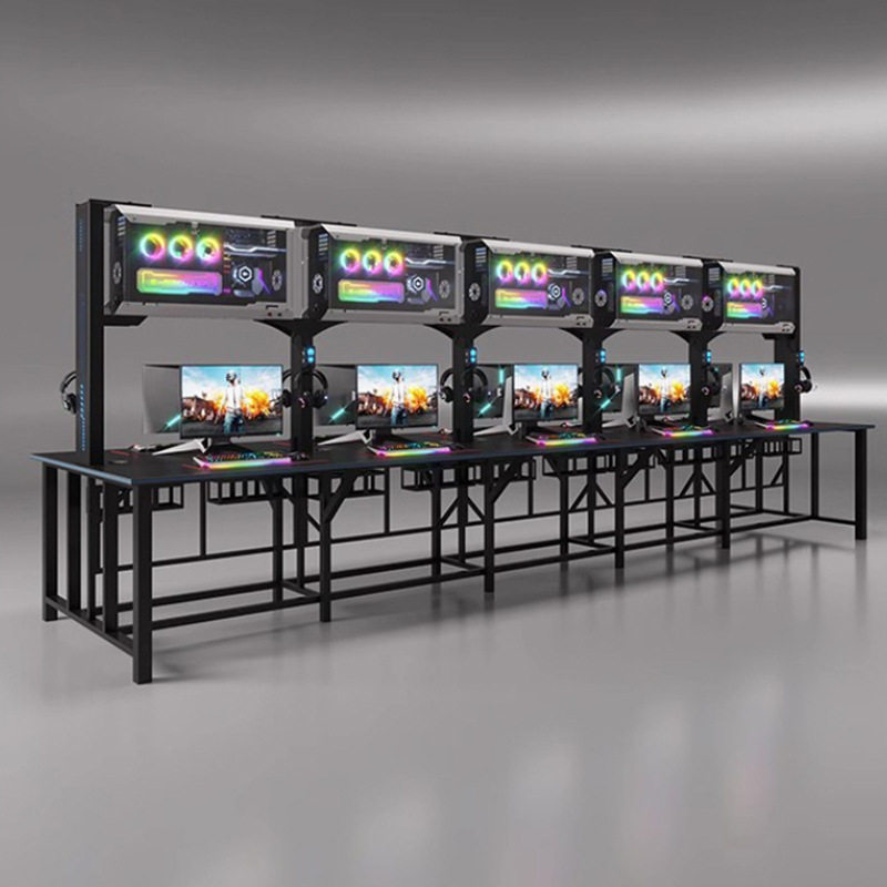 网咖桌现代简约电竞机箱桌多人位机箱一体桌风冷防盗家用电竞馆桌,淘宝优惠券,粉丝福利购,淘宝优惠卷