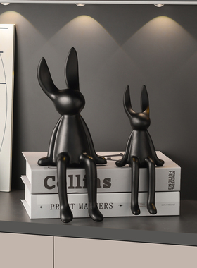 北欧风哑光陶瓷长耳兔摆件