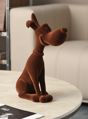 高级立体旺财犬植绒树脂摆件